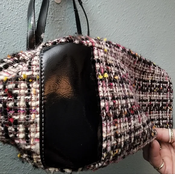 Coach Plaid Wool with Black Patent Leather Trim - Picture 4 of 14